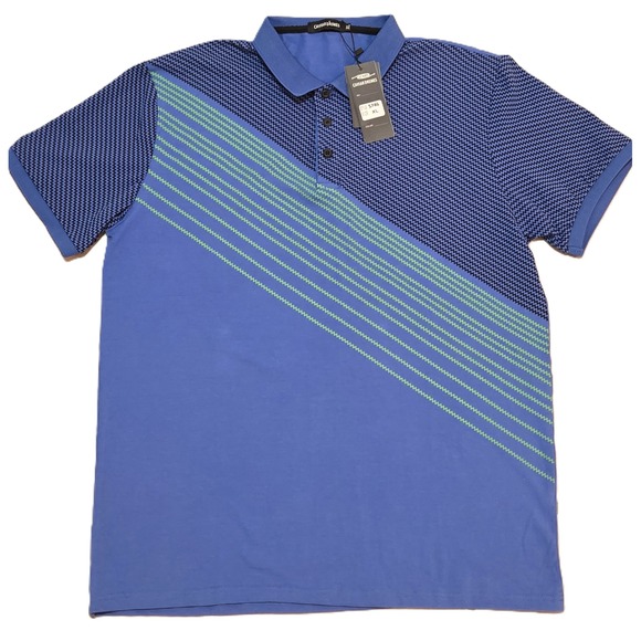 CAVIAR DREMES Other - CAVIAR DREMES Mens XL Blue Geometric‎ Stripe Golf Polo Shirt